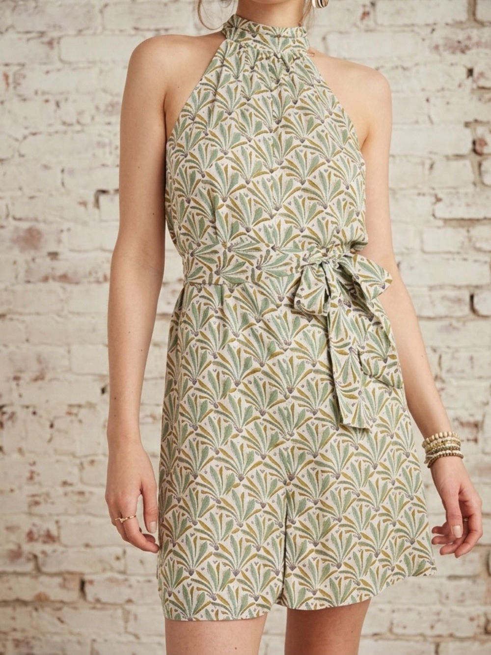 Anthropologie Maddie Halter Romper with Tie Waist
